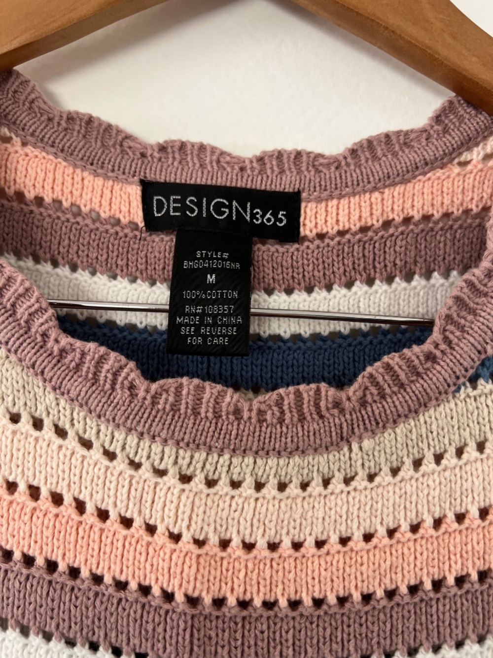 Design365 Crochet Knit Striped Tank Top Multicolor (M) - Picture 2 of 3